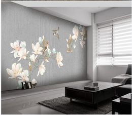 custom photo wallpaper New chinese style hand painted magnolia bird background wall decoration painting