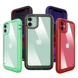 High Quality protective 3 in 1 heavy duty defender phone case for iphone 11 pro max crystal acrylic Colourful tpu frame cases