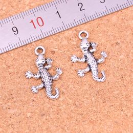140pcs Charms gecko lizard Antique Silver Plated Pendants Making DIY Handmade Tibetan Silver Jewelry 25*15mm