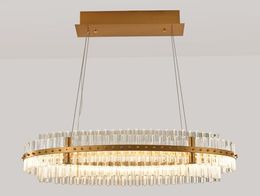 Oval Modern Crystal Chandelier For Dining Room Kitchen Island Hanging LED Crystal Chandeliers Luxury Crystal Light Gold MYY