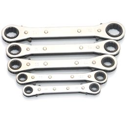 Freeshipping 5Pc 6-21Mm Metric Offset Torque Wrench Set Universal Ratchet Wrench Spanner Double End Wrench Offset Ring Spanner