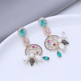Fashion- Bee Flower For Women Earrings Sweet Romantic Valentine's Day Gifts Brand Designer Wedding Jewelry Drop Earring