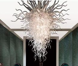 Lampade a sospensione a LED in stile europeo Lampade da soggiorno Lampadario moderno in cristallo di vetro di colore bianco