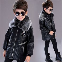 2018 Boys leather jacket fashion Fur Collar Children Faux Leather jacket Kids Coat Leather Jacket For Autumn And Winter