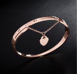 New fashionable European and American Titanium-plated Rose-gold couple bracelet Cuff Buckle love heart Bracelets women's Jewellery