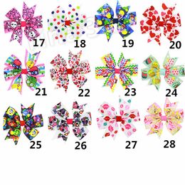 New Fashion Baby Ribbon Bow Hairpin Clips Girls Large Bowknot Barrette Kids Hair Boutique Bows Children Hair Accessories 120pcs GB053