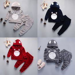 2019 America and Europe pop Spring style cotton round collar hoodies frog pattern suit with long sleeve and trousers for boys and girls