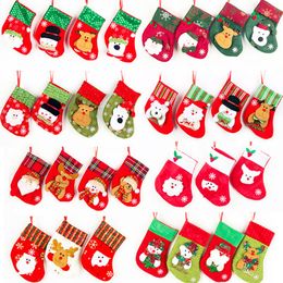 Christmas Stocking Decoration Snowman Elk Reindeer Santa Claus Candy Gift Wrap Bag Cutlery Bag Christmas Tree Hanging Ornament XD21488