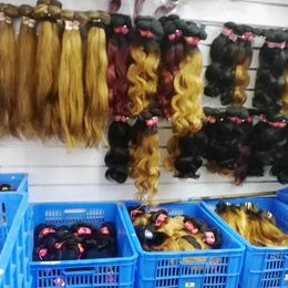 Wholesale дешевые оммре человеческие волосы уток уток натурального перуанского роговья натуральный девственница 10шт / лота волна тела или прямая