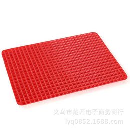 Wholesale-Red Pyramid Pan Nonstick Silicone Baking Mat Mould Oven Baking Tray