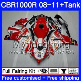 Body Red white light+Tank For HONDA CBR1000 RR CBR 1000 RR 08 09 11 277HM.15 CBR1000RR 08 09 10 11 CBR 1000RR 2008 2009 2010 2011 Fairings