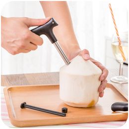 Black Coconut Opener Tool Coco Water Punch Tap Drill Straw Open Stainless Steel Hole Cutter Gift Fruit Openers Tools