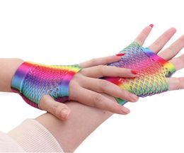 Silver Glitter Lurex Mitaines Gants Résille pour les soirées Halloween costumes