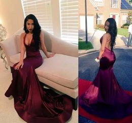 Black Girls Formal Wear Backless Prom Dresses With Deep V Neck Long Mermaid Evening Gowns Count Train African Vestidos Cocktail Dress