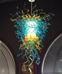 Modern Lamps Handmade Blown Glass Chandeliers Blue and Amber Colour Art Chandelier Lighting for Indoor Lights Home Lobby Decor