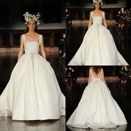 reem acra wedding dresses spaghetti crystals satin plus size princess bridal gowns caften beach bohemia robe de marie