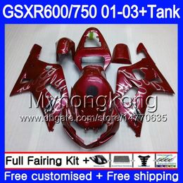 +Tank For SUZUKI GSX-R750 GSXR 750 600 K1 GSXR600 01 02 03 294HM.4 GSX R600 R750 wine red factory GSXR-600 GSXR750 2001 2002 2003 Fairings