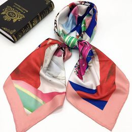 Wholesale- new design women's square scarf 100% twill silk material high quality Beautiful and fashion print pattern size 110cm - 110cm