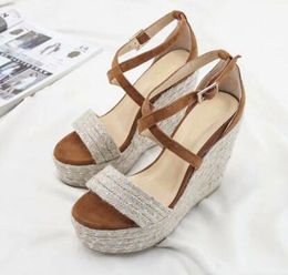 Fashion Sexy SL Womens Wedge Sandals High Heel 130MM Platform Summer Female Buckle Strap Boot Shoes SZ35-40