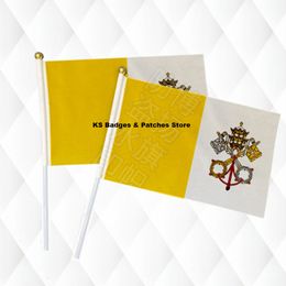 Vatican Hand Held Stick Cloth Flags Safety Ball Top Hand National Flags 14*21CM 10pcs a lot