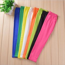 Girls Leggings Kids Milk Fiber Solid Tights Candy Color Stretch Pants Children Stretch Skinny Trousers Fashion Pants Baby Clothing YP532