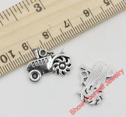 Wholesale- Silver Plated Zinc Alloy Tractor Charms Pendants for Jewellery Making DIY Handmade Craft 15x19mm D102 Jewellery making DIY