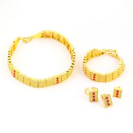 New Ethiopian Gold Colour Jewellery Sets Alloy Chokers Earrings Ring Bracelet Africa Wedding Eritrea Set