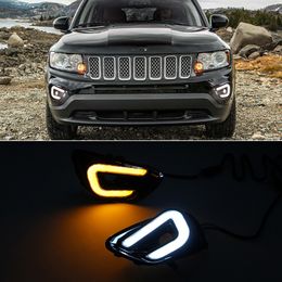 1 Set LED DRL Day Light Daytime Running Light Fog Lights with Turn Light For Jeep Compass 2011 2012 2013 2014 2015 2016