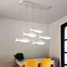 Modern LED Pendant Lights For Dining Kitchen Room Bar AC85-265V Home Indoor Fish Deco Hanging Pendant Lamp Fixtures MYY