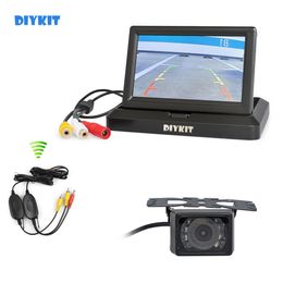 DIYKIT Wireless 5inch Rear View Monitor Car Monitor Waterproof IR Night Vision Rear View Car Camera Parking System Kit