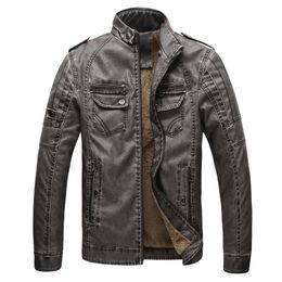 American Europe Wear Men's Leather & Faux Leather Sheepskin Lining Coat Warm Jackets Outerwear Coats