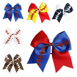 Softball Team Baseball Cheer Bows Girls Fashion Rugby Swallowtail Ponytail Hair Holders Bow Festival Hair Accessories 10Color 8 Inch D6299