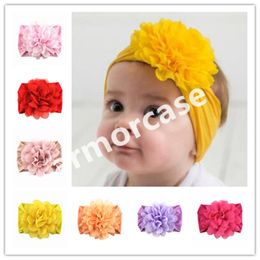 Baby Infant Chiffon Flowers Headband Kids Girls Princess Solid Colour Hair Band Newborn Toddler Soft Nylon Hairbands Head Wrap Turban CZ313