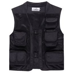 Fashion-Summer Outdoor Men Camouflage Mesh Photography Vest Multi-pocket portable Breathable Quick Dry Light Fishing Vest Casacos