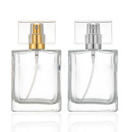 Portable 30ml 50ml Clear Glass Spray Perfume Bottles With Gold Silver Nozzle Empty Glass Cosmetic Containers Scent Diffuer Bottles Free DHL