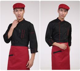 Wholesale Price High Quality Men Chef Shirt Apron Hotel Overall Uniform Clothes Double-breasted Pocket Men's Dress Shirts