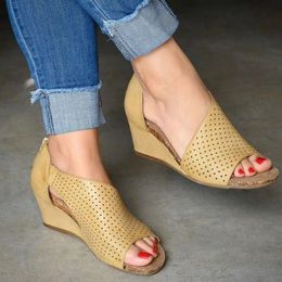 2021 Fashion Summer Woman Sandals Shoes Women Wedges Platform Ladies Clog Sandalias Mujer Female Zipper PU Peep Toe