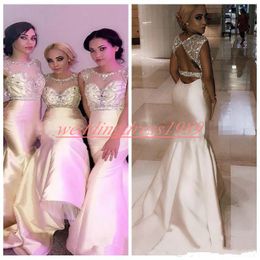 Gorgeous Crystal Mermaid Bridesmaid Dresses Hollow Satin Beads Maid Of Honour Dress Evening Party Gowns Formal Prom Dress Wedding Guest Wear