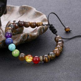 7 Yoga Chakra Bracelet Natural Stone Tiger Eye Turquoise Beads Bracelets designer Fashion Jewelry for Women Men