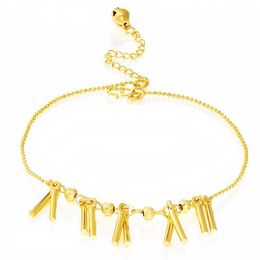 Classic Style Foot Chain 18K Yellow Gold Filled Charm Womens Anklet Beach Chain Fashion Jewellery Gift High Polished