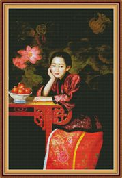 Meditation girl home cross stitch kit ,Handmade Cross Stitch Embroidery Needlework kits counted print on canvas DMC 14CT /11CT