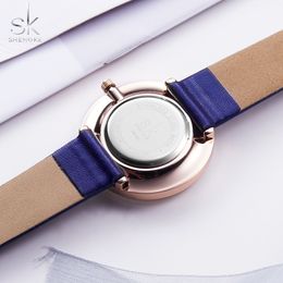 Shengke Brand Quartz Couple Watch Set Leather Watches For Lovers Black Simple Women Quartz Watch Men WristWatch Gifts303R