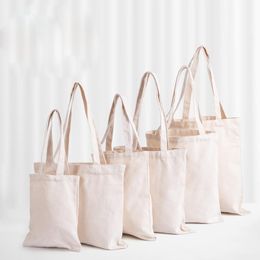 Blank Pattern Canvas Shopping Bags Eco Reusable Foldable Shoulder Bag Handbag Tote Cotton Storage Bags Custom