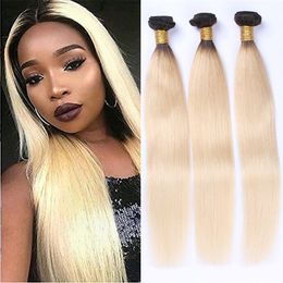 Peruvian 100% Human Hair 1B/613 Silky Straight Virgin Hair Extensions Ombre Color 1B/613 Double Wefts 10-28inch