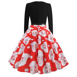 Wholesale-Women Santa Christmas Dress 2018 Hepunrn Style Pin Up Swing Party Dress Autumn Winter Elegant Long Sleeve Vintage Retro Dresses