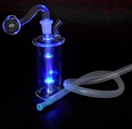 New LED Glass Oil Burner Bong Water Pipes Small Bubbler Bong MiNi Oil Dab Rigs for Smoking Hookahs with 10mm Glass Oil Burner Pipe and Hose