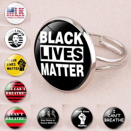 hot metal girl UK - 9 style Black Lives Matter rings I Can't Breathe Protest Open Finger Rings Hot Sale adjustable Personality ring jewelry Wholesale JJ525