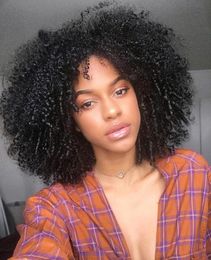 New short afro kinky curly full wig Brazilian Hair Simulation Human Hair Kinky curly natural wig for women in stock