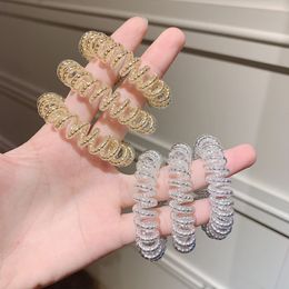 New Transparent New Telephone Line Hair Ropes Girls Blingbling Elastic Hair Bands Kid Ponytail Holder Tie Gum Hair Accessor