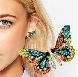 New European and American fashion personality short butterfly ear nail color drill party accessory ear nail